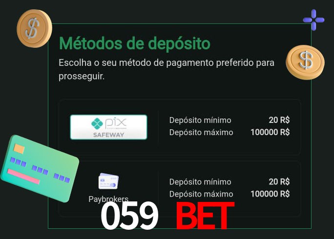 O cassino 059 bet oferece uma grande variedade de métodos de pagamento